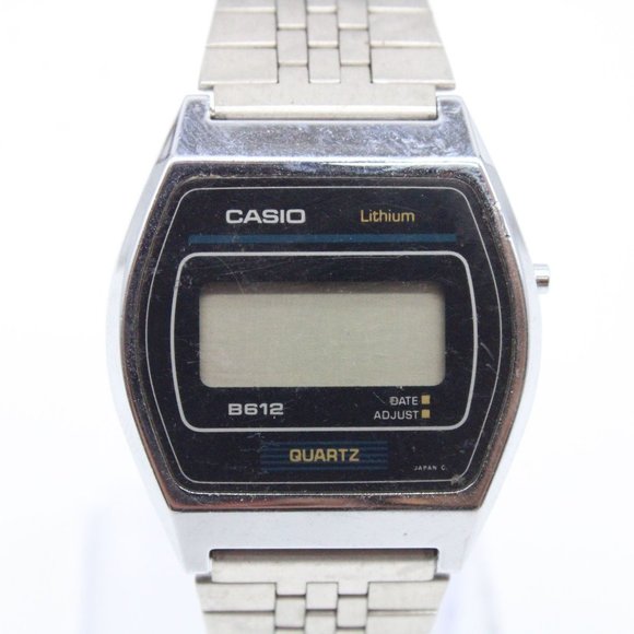 Casio Lithium b612 Digital Watch Mens Silver Tone Stainless Steel Retro 1988 - Picture 3 of 8